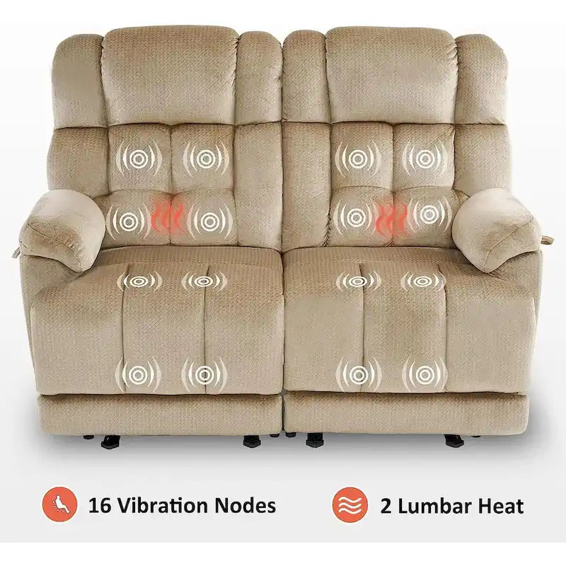 Canapé inclinable électrique MCombo avec fonction chauffage et massage, en tissu 6237