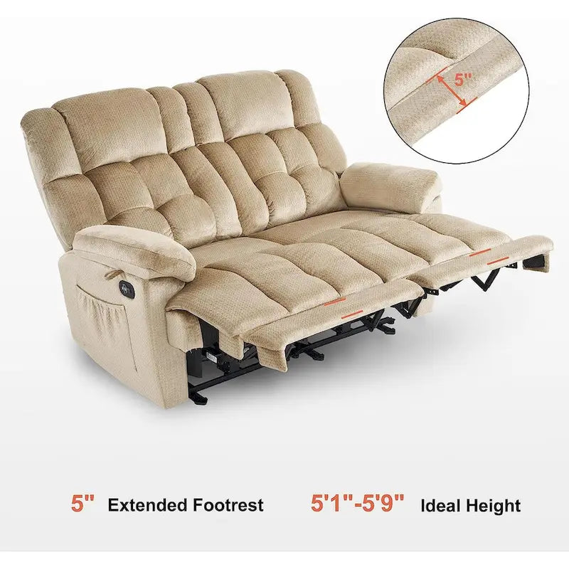 Canapé inclinable électrique MCombo avec fonction chauffage et massage, en tissu 6237