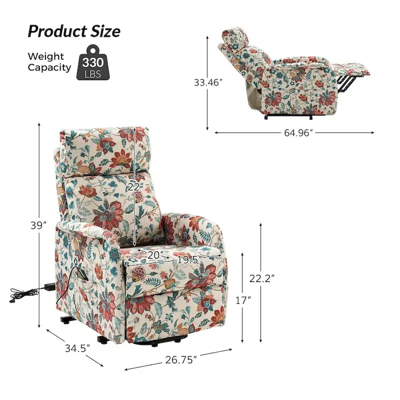Fauteuil inclinable Elisa Power avec assistance au levage et base en métal