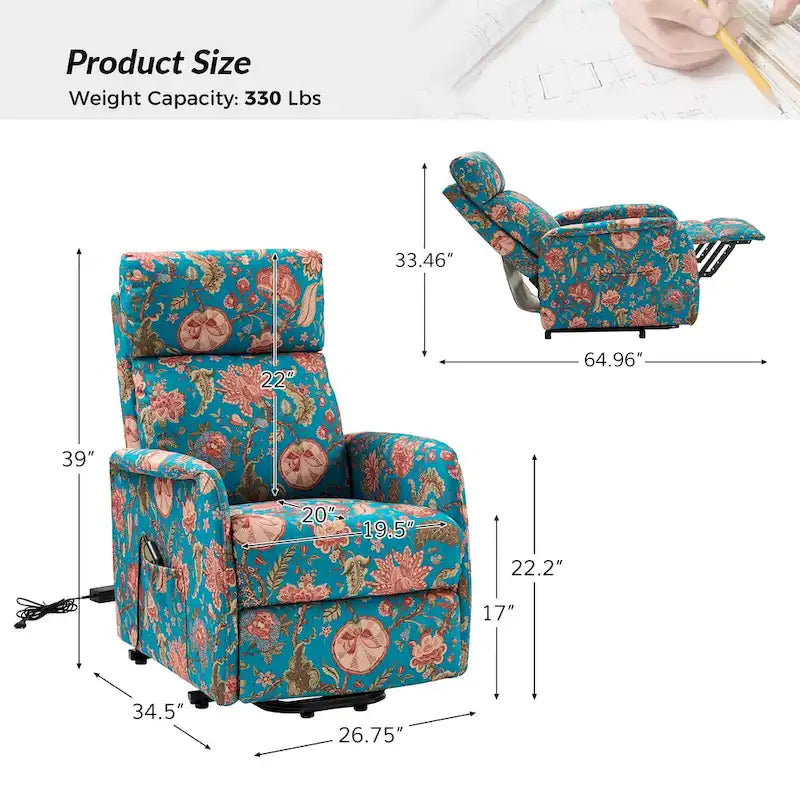 Fauteuil inclinable Elisa Power avec assistance au levage et base en métal