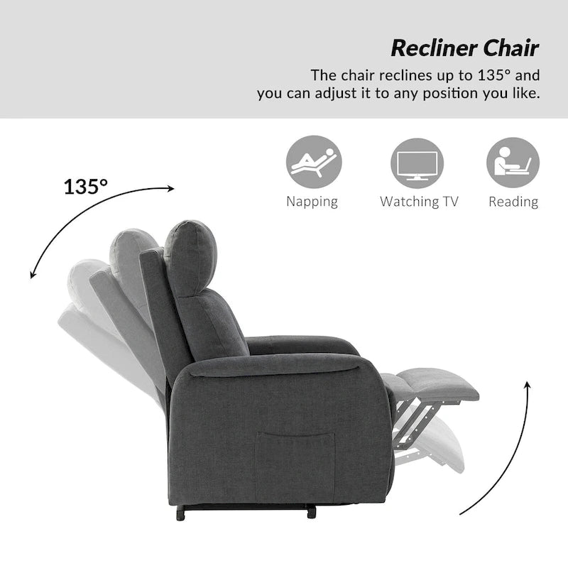 Fauteuil inclinable Elisa Power avec assistance au levage et base en métal