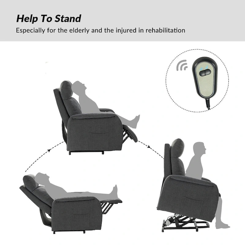 Fauteuil inclinable Elisa Power avec assistance au levage et base en métal