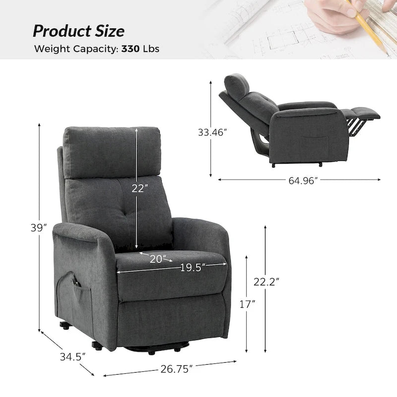 Fauteuil inclinable Elisa Power avec assistance au levage et base en métal