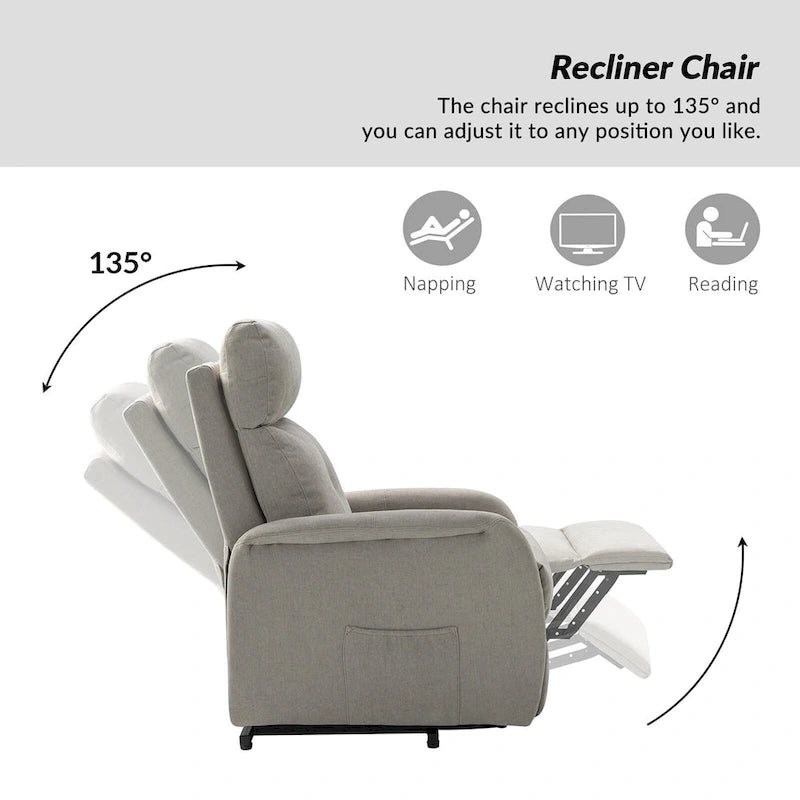 Fauteuil inclinable Elisa Power avec assistance au levage et base en métal