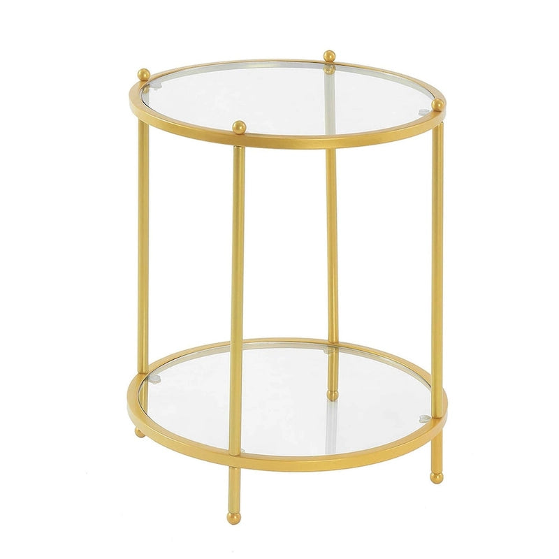 Table d'appoint ronde à 2 niveaux en verre avec étagère Royal Crest de Convenience Concepts