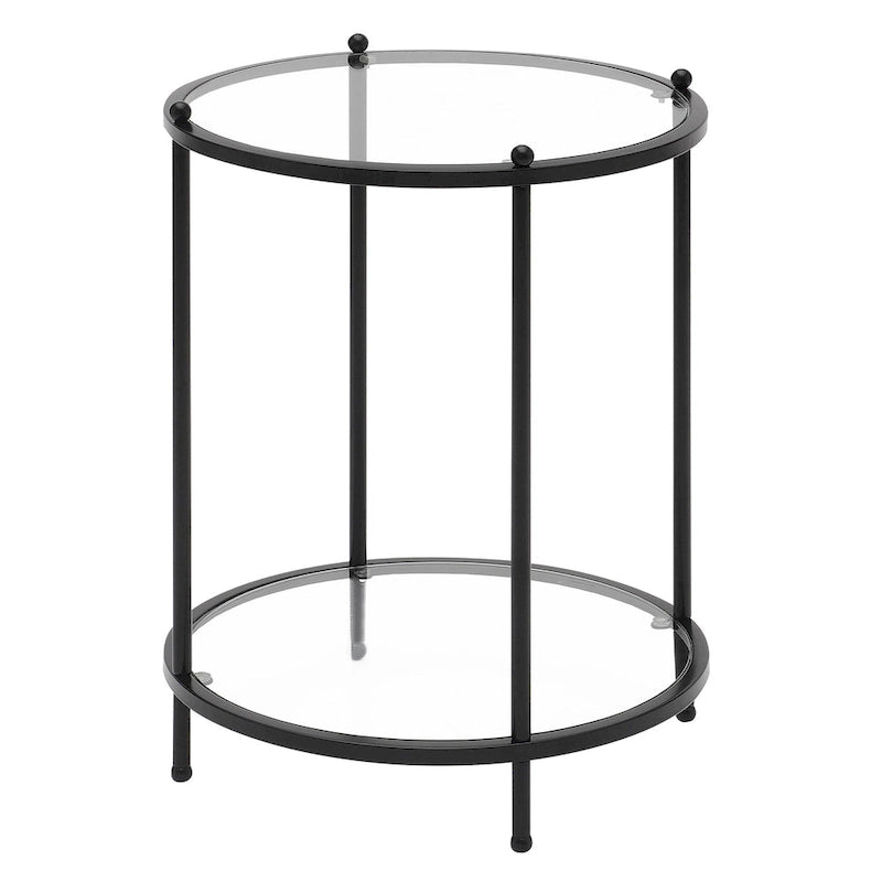Table d'appoint ronde à 2 niveaux en verre avec étagère Royal Crest de Convenience Concepts