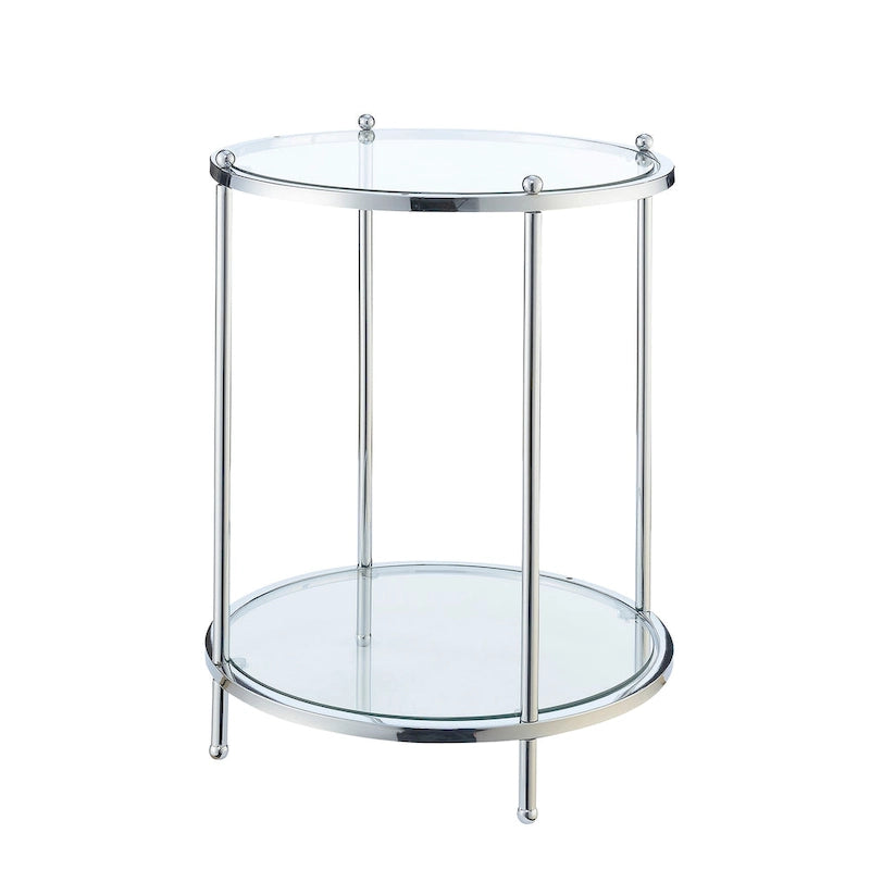 Table d'appoint ronde à 2 niveaux en verre avec étagère Royal Crest de Convenience Concepts