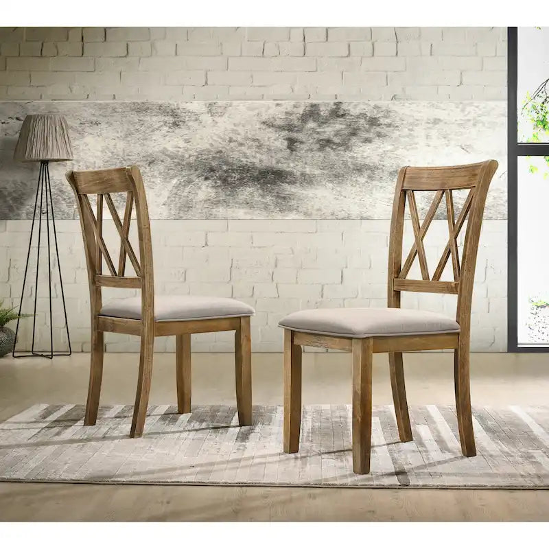 Chaise de salle à manger Roundhill Furniture Windvale rembourrée à dossier croisé, lot de 2