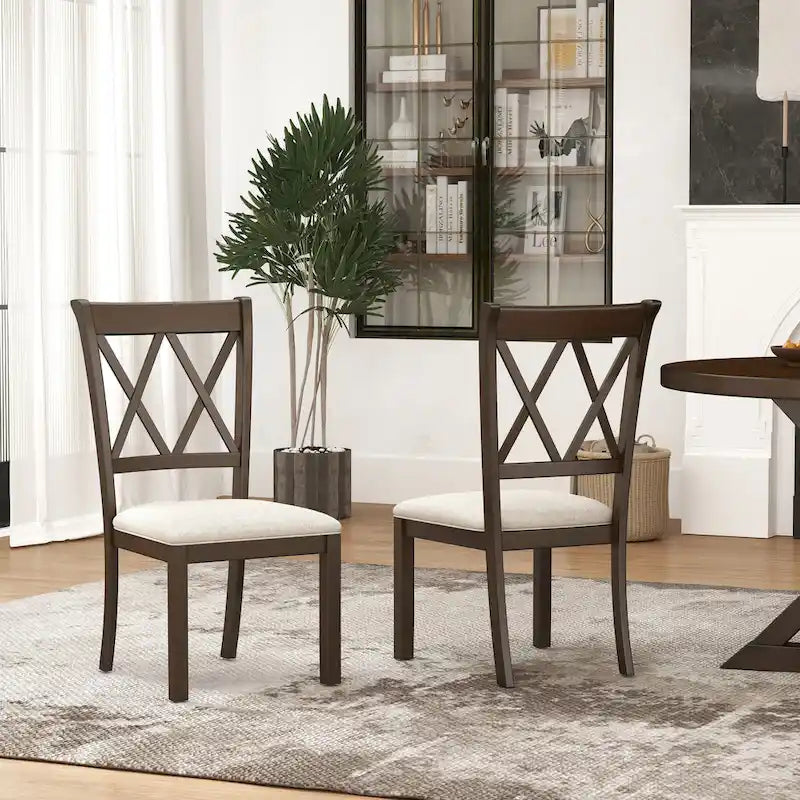 Chaise de salle à manger Roundhill Furniture Windvale rembourrée à dossier croisé, lot de 2
