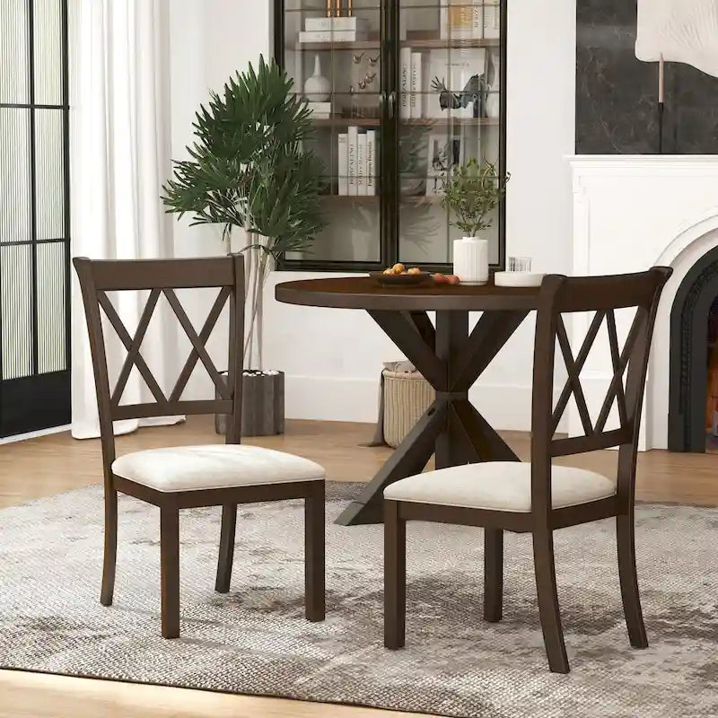 Chaise de salle à manger Roundhill Furniture Windvale rembourrée à dossier croisé, lot de 2
