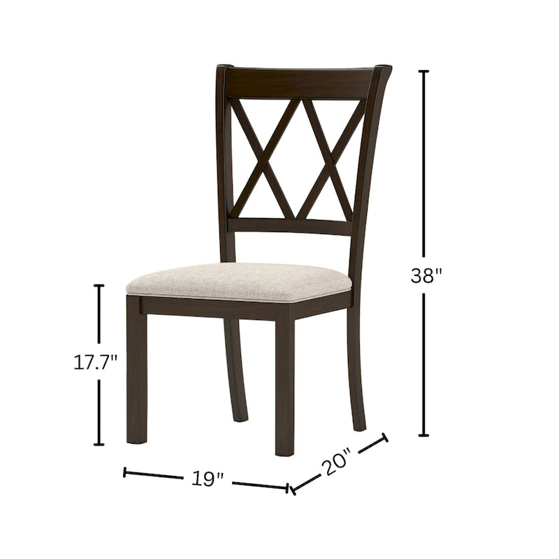 Chaise de salle à manger Roundhill Furniture Windvale rembourrée à dossier croisé, lot de 2