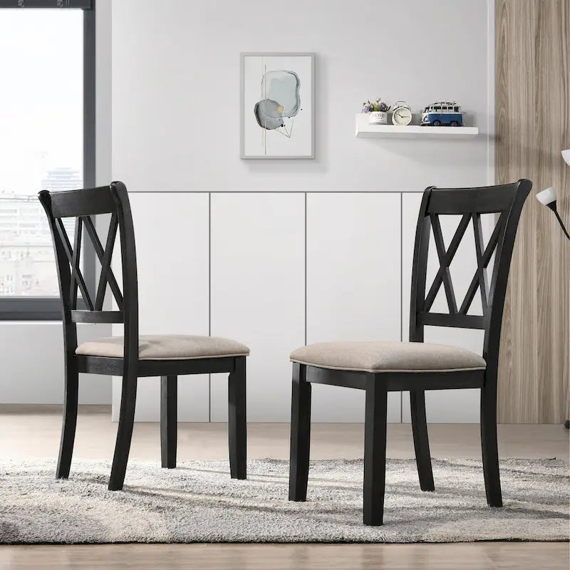 Chaise de salle à manger Roundhill Furniture Windvale rembourrée à dossier croisé, lot de 2