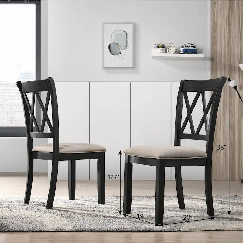 Chaise de salle à manger Roundhill Furniture Windvale rembourrée à dossier croisé, lot de 2