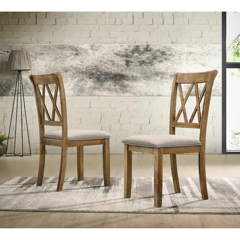 Chaise de salle à manger Roundhill Furniture Windvale rembourrée à dossier croisé, lot de 2