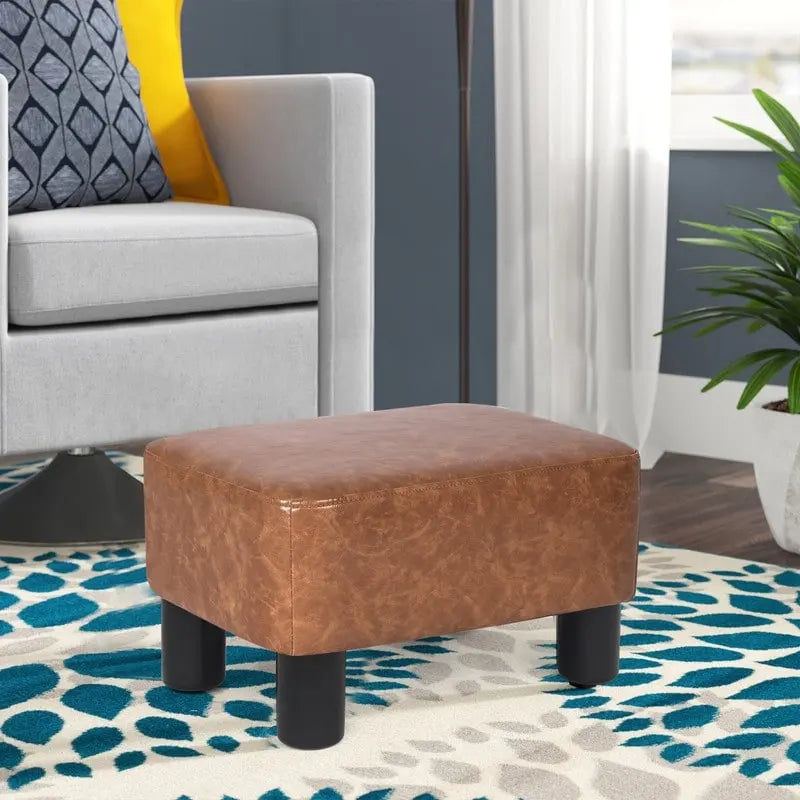 Adeco Petit Repose-Pieds en Cuir PU Pouf Repose-Pieds Rectangulaire Moderne