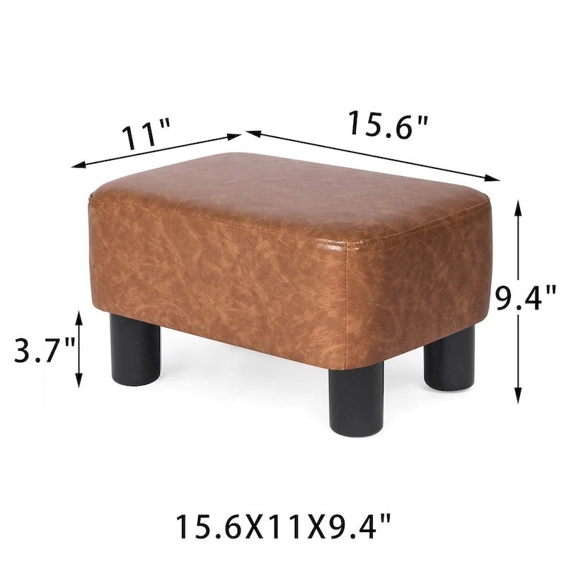 Adeco Petit Repose-Pieds en Cuir PU Pouf Repose-Pieds Rectangulaire Moderne