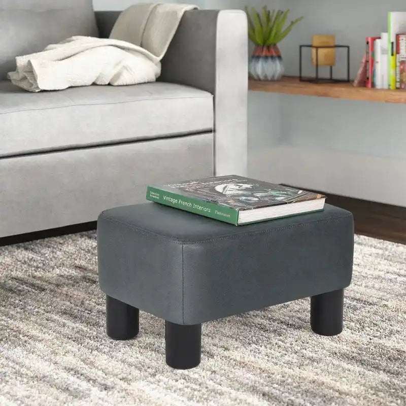 Adeco Petit Repose-Pieds en Cuir PU Pouf Repose-Pieds Rectangulaire Moderne