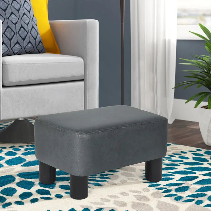 Adeco Petit Repose-Pieds en Cuir PU Pouf Repose-Pieds Rectangulaire Moderne
