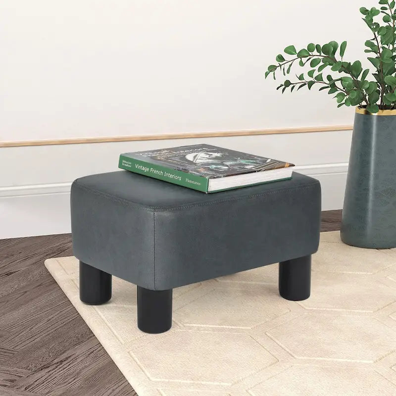 Adeco Petit Repose-Pieds en Cuir PU Pouf Repose-Pieds Rectangulaire Moderne
