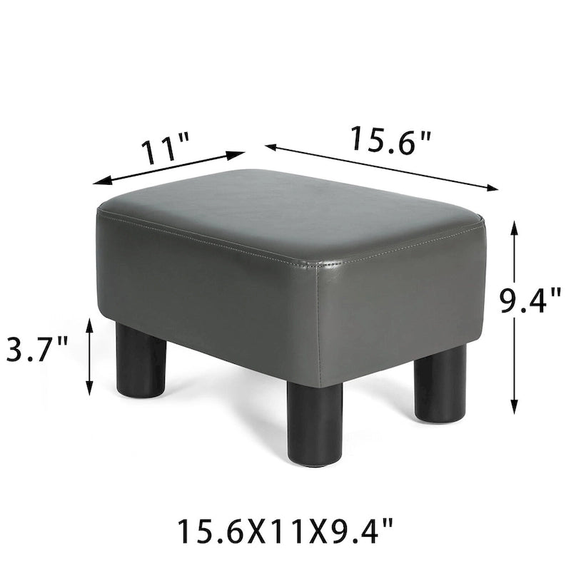 Adeco Petit Repose-Pieds en Cuir PU Pouf Repose-Pieds Rectangulaire Moderne