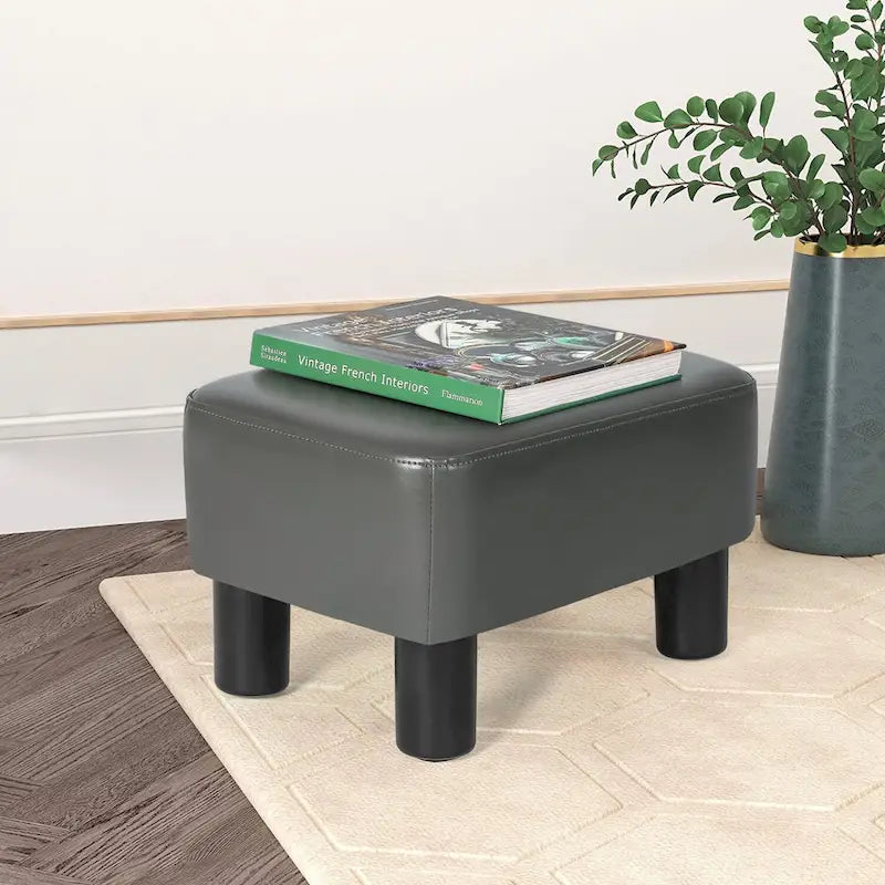 Adeco Petit Repose-Pieds en Cuir PU Pouf Repose-Pieds Rectangulaire Moderne
