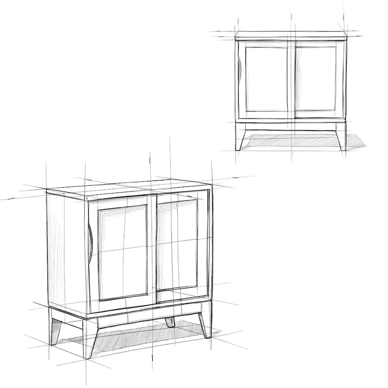 Meuble de rangement bas WYNDENHALL Pearson en BOIS MASSIF, largeur 30 pouces, style moderne du milieu du siècle - 30 po l x 14 po p x 31 po h