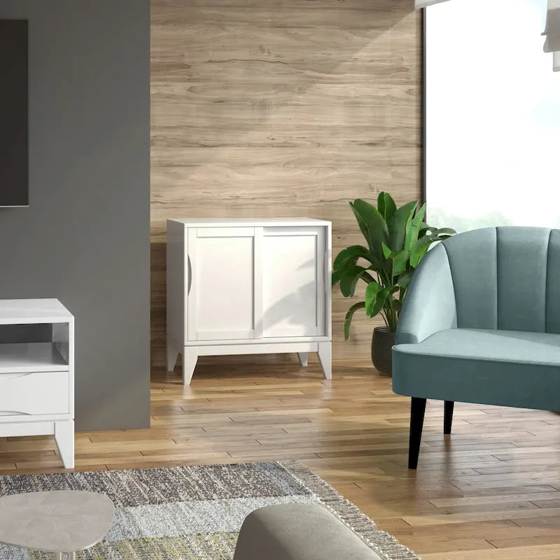 Meuble de rangement bas WYNDENHALL Pearson en BOIS MASSIF, largeur 30 pouces, style moderne du milieu du siècle - 30 po l x 14 po p x 31 po h