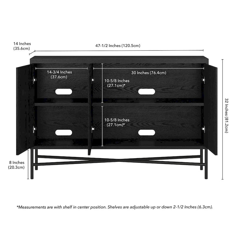 Table de buffet rectangulaire large Brighton 48 - 47,5 de large
