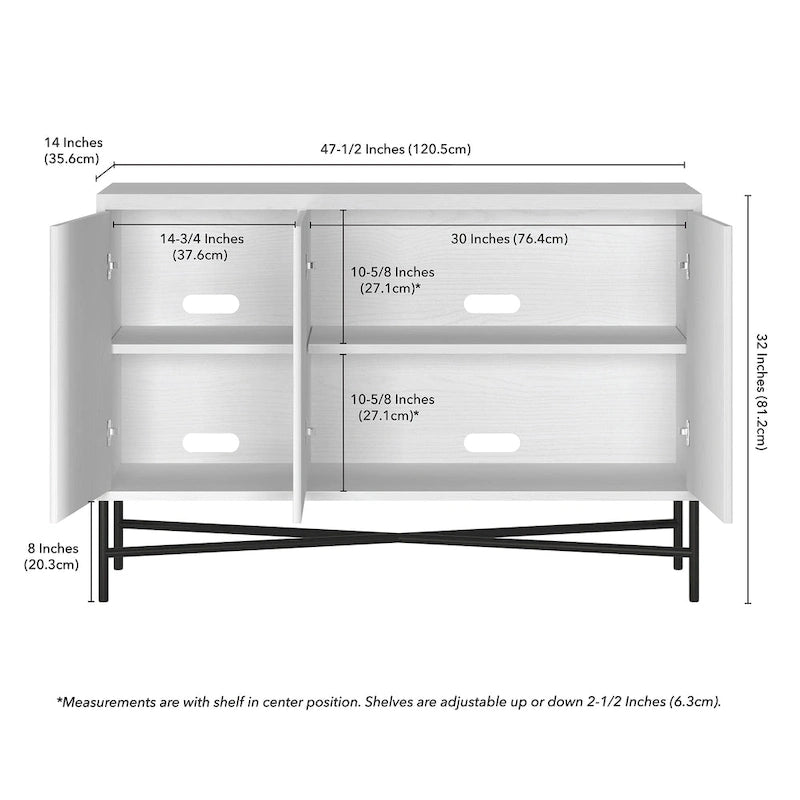 Table de buffet rectangulaire large Brighton 48 - 47,5 de large