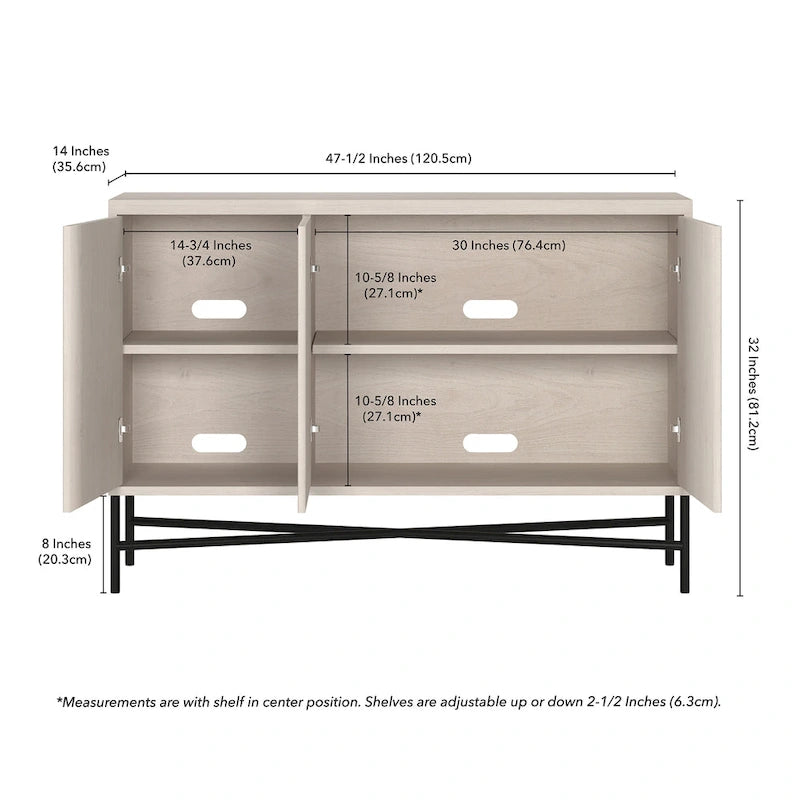 Table de buffet rectangulaire large Brighton 48 - 47,5 de large