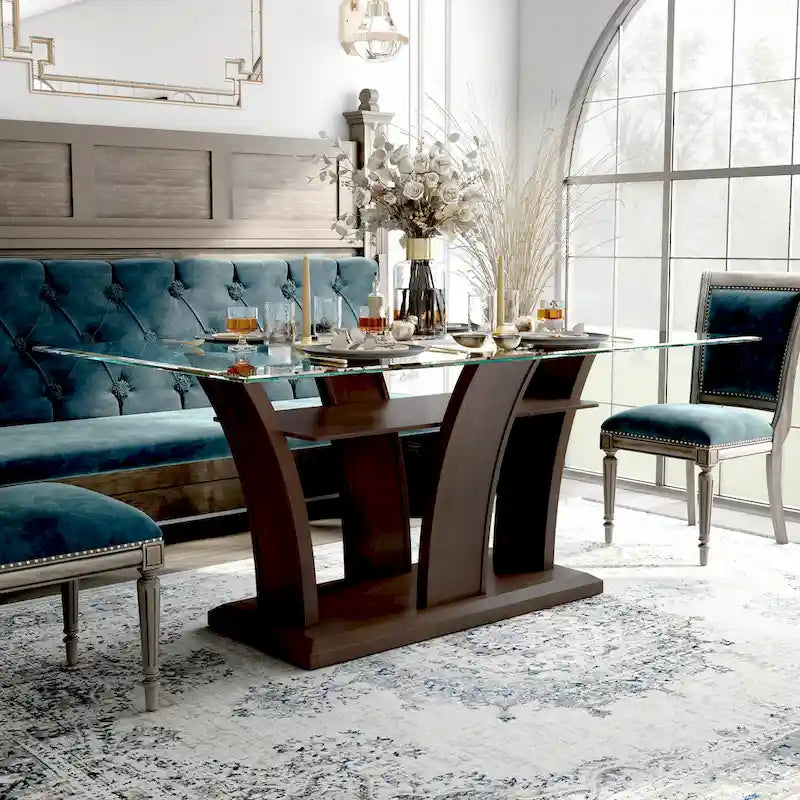 Ensemble de salle à manger 7 pièces Bind en bois massif avec étagères ouvertes par Furniture of America