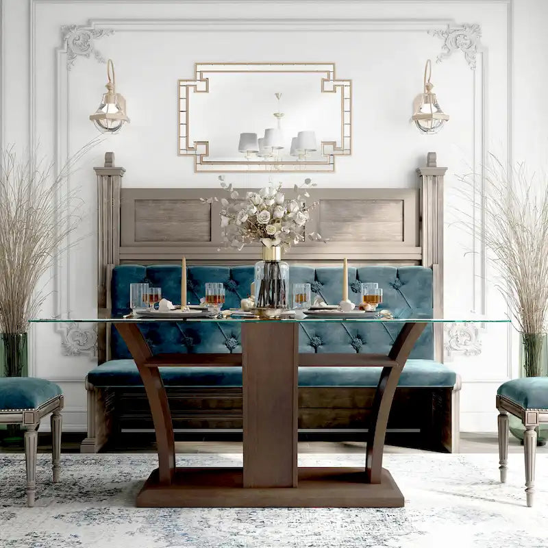 Ensemble de salle à manger 7 pièces Bind en bois massif avec étagères ouvertes par Furniture of America