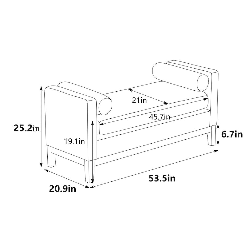 Banc de chambre moderne rembourré en bouclette avec pieds en bois, Banc d'entrée