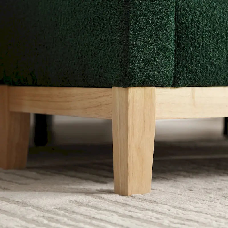 Banc de chambre moderne rembourré en bouclette avec pieds en bois, Banc d'entrée