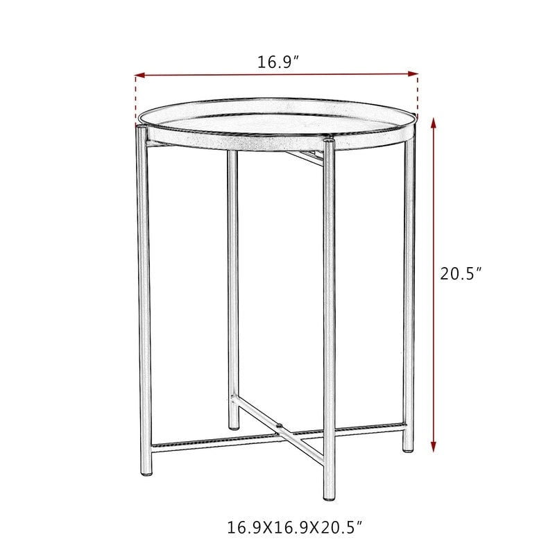 Table d'appoint dorée Adeco - Table de chevet étanche en métal pour collation - Table basse d'appoint - 16,9(P)x 16,9(L)x 20,5(H)