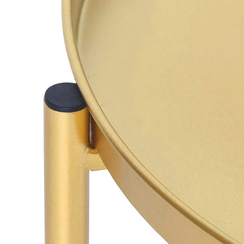 Table d'appoint dorée Adeco - Table de chevet étanche en métal pour collation - Table basse d'appoint - 16,9(P)x 16,9(L)x 20,5(H)