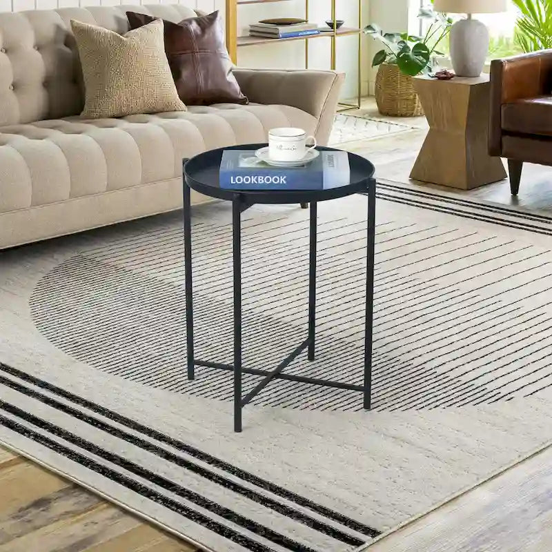 Table d'appoint dorée Adeco - Table de chevet étanche en métal pour collation - Table basse d'appoint - 16,9(P)x 16,9(L)x 20,5(H)