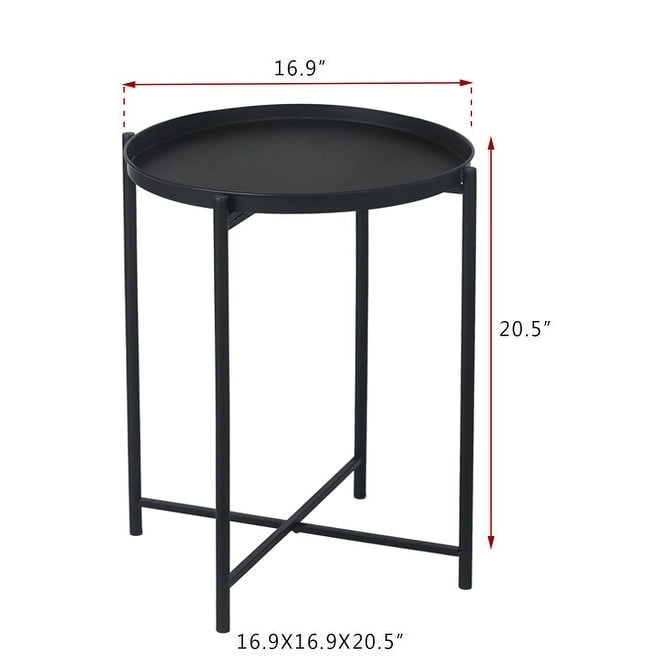 Table d'appoint dorée Adeco - Table de chevet étanche en métal pour collation - Table basse d'appoint - 16,9(P)x 16,9(L)x 20,5(H)