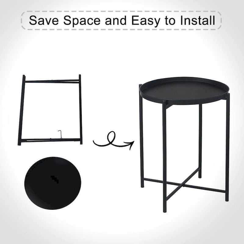 Table d'appoint dorée Adeco - Table de chevet étanche en métal pour collation - Table basse d'appoint - 16,9(P)x 16,9(L)x 20,5(H)