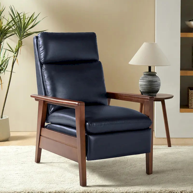 Fauteuil inclinable Patrick Mid-century en similicuir et bois massif par HULALA HOME