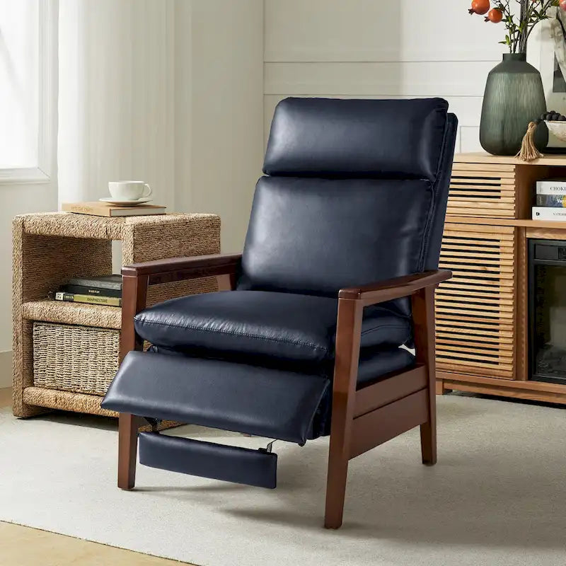 Fauteuil inclinable Patrick Mid-century en similicuir et bois massif par HULALA HOME