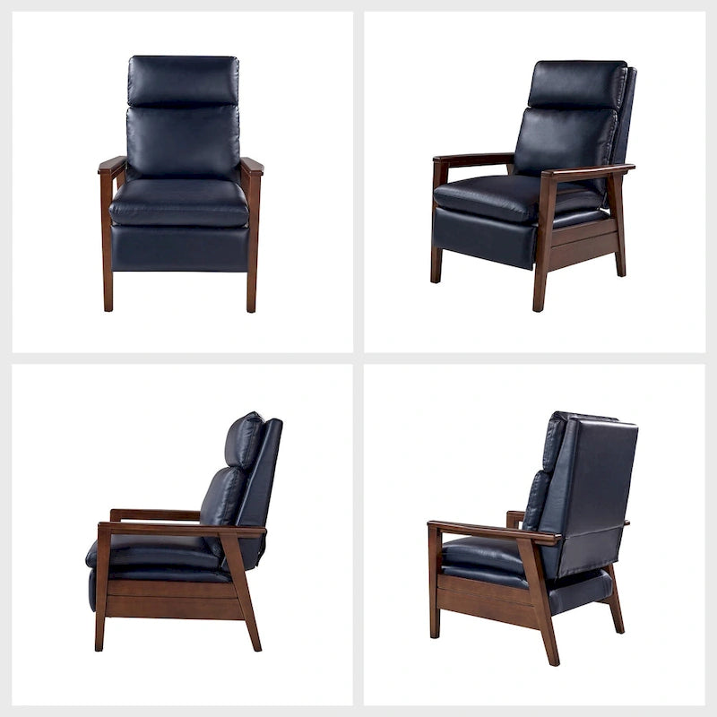 Fauteuil inclinable Patrick Mid-century en similicuir et bois massif par HULALA HOME