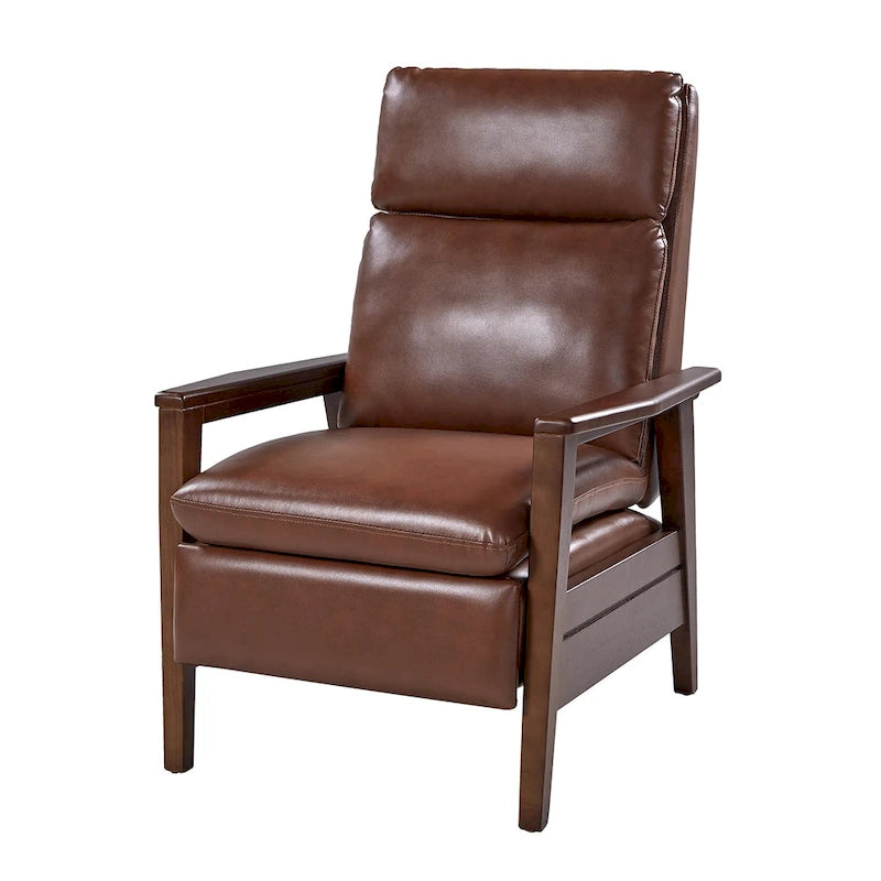Fauteuil inclinable Patrick Mid-century en similicuir et bois massif par HULALA HOME