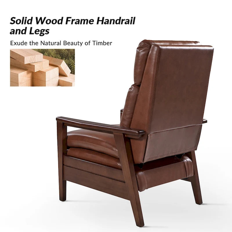 Fauteuil inclinable Patrick Mid-century en similicuir et bois massif par HULALA HOME