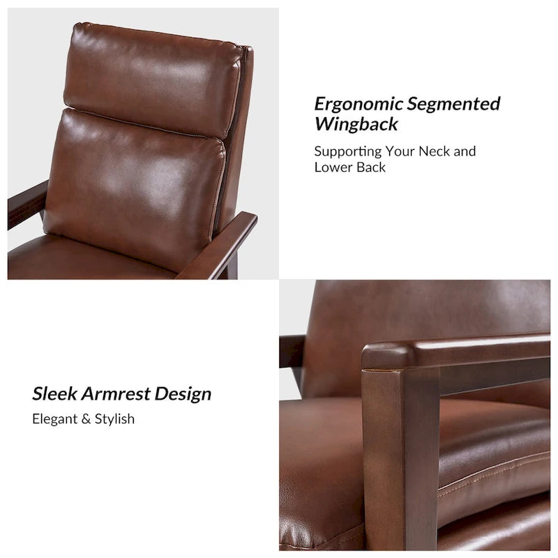 Fauteuil inclinable Patrick Mid-century en similicuir et bois massif par HULALA HOME
