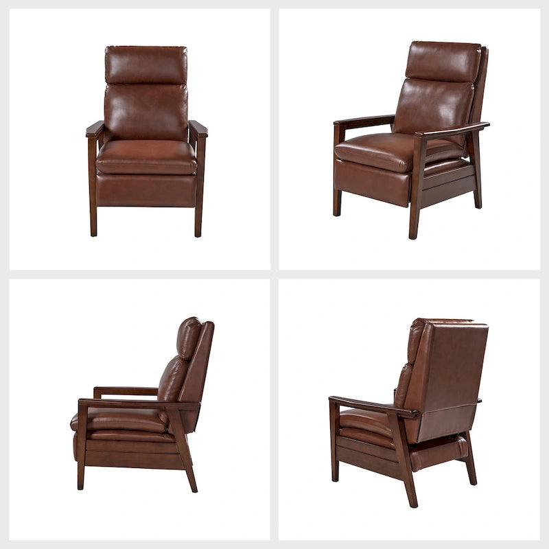 Fauteuil inclinable Patrick Mid-century en similicuir et bois massif par HULALA HOME