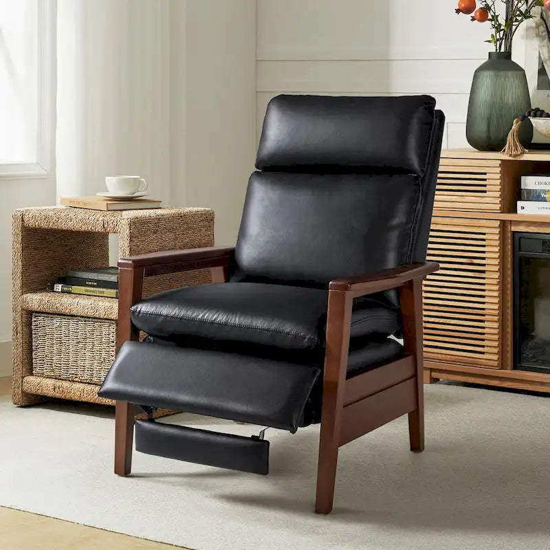 Fauteuil inclinable Patrick Mid-century en similicuir et bois massif par HULALA HOME