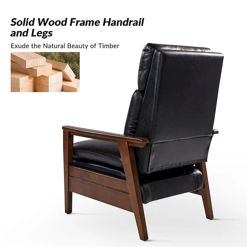 Fauteuil inclinable Patrick Mid-century en similicuir et bois massif par HULALA HOME