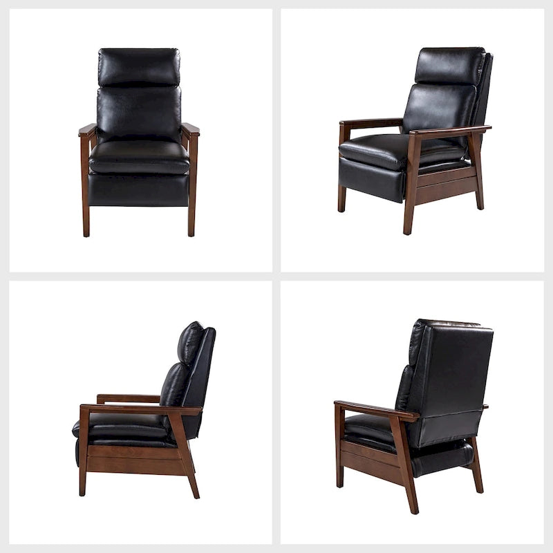 Fauteuil inclinable Patrick Mid-century en similicuir et bois massif par HULALA HOME