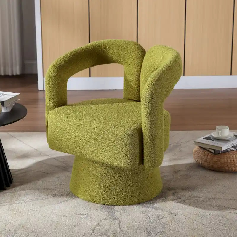 Fauteuils d'appoint en tonneau rembourrés en bouclette pivotants à 360 degrés HOMEFUN